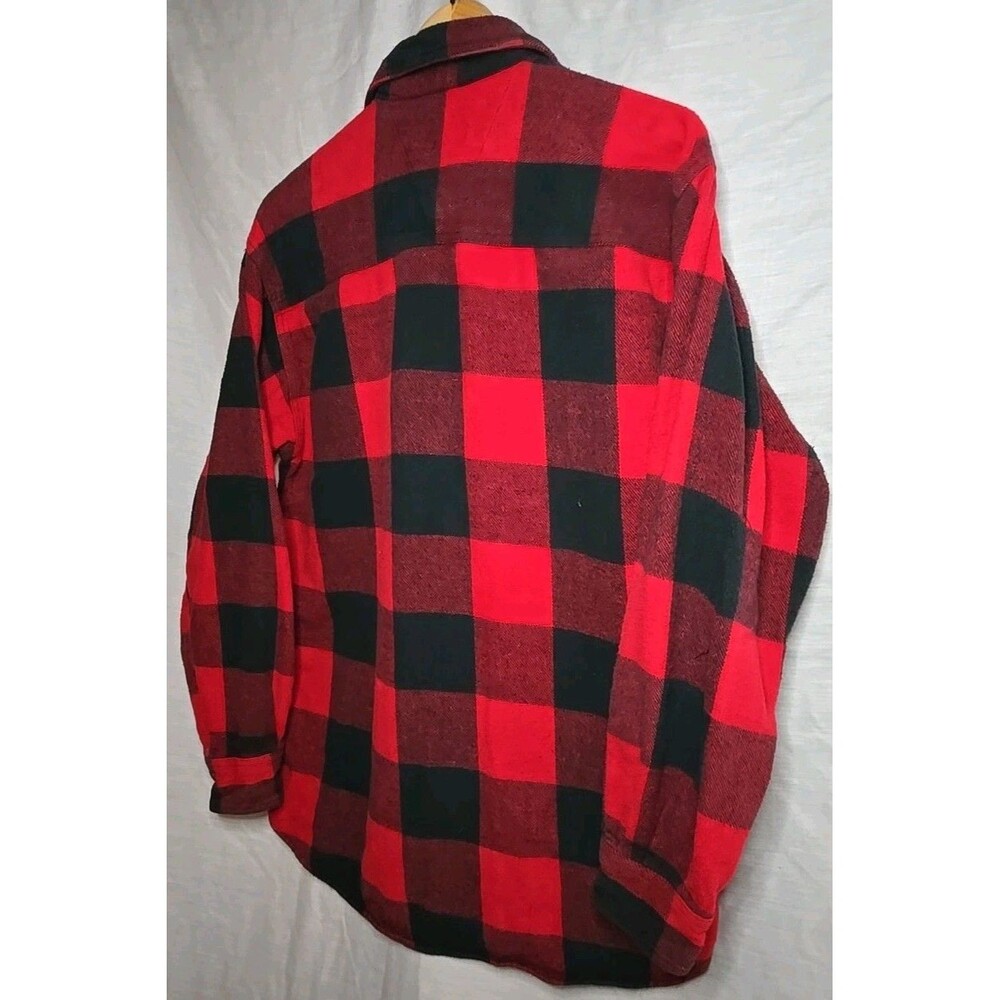 CE Schmidt Brawny Workwear Flannel Shirt Mens Med Heavy Lined Fleece Red Black - Picture 6 of 7